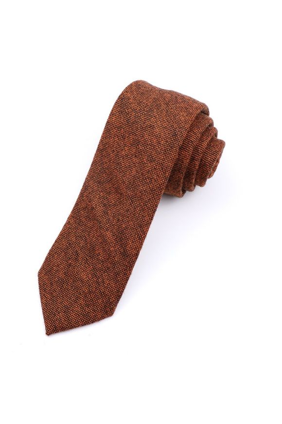 Mens Wool Rust Tweed Tie