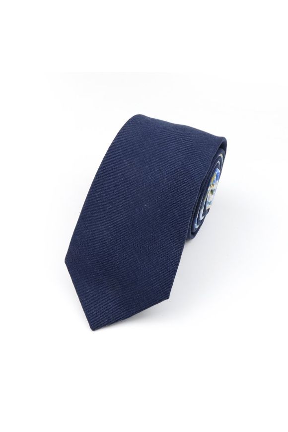 Two Tone Pastel Navy Floral cotton tie & pocket square set