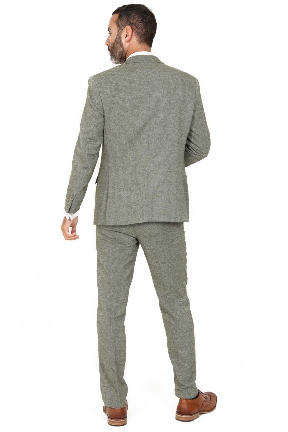 Sage Suit with Contrast Stone Waistcoat
