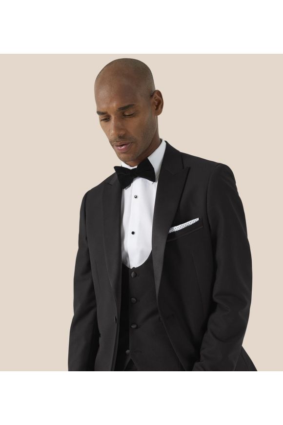 Sinatra Tailored Dinner Jacket – Black Satin Peak Lapel