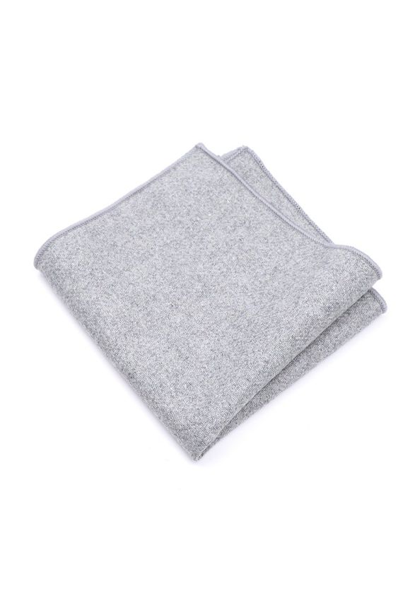 Mens Wool Tweed Grey Pocket Square