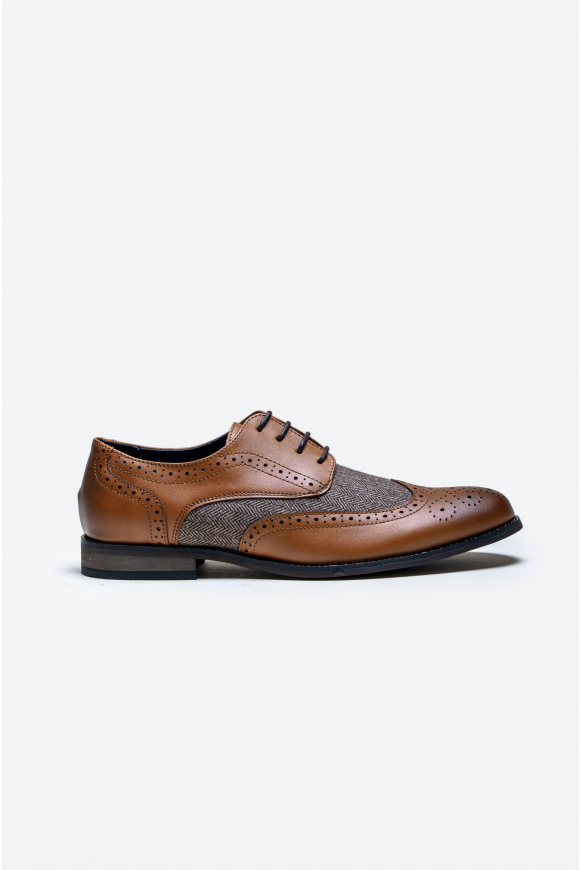 Cavani Oliver Tan tweed Brogue Leather shoe