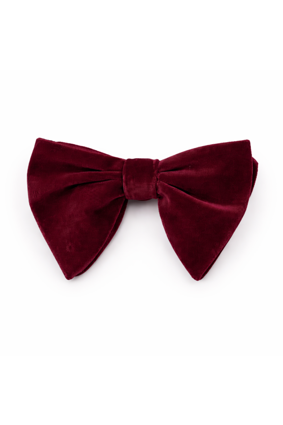 Velvet wine woven oversized mens bow tie
