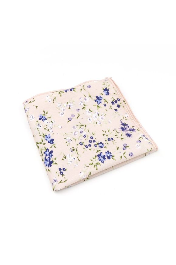 Pink floral flower cotton pocket square
