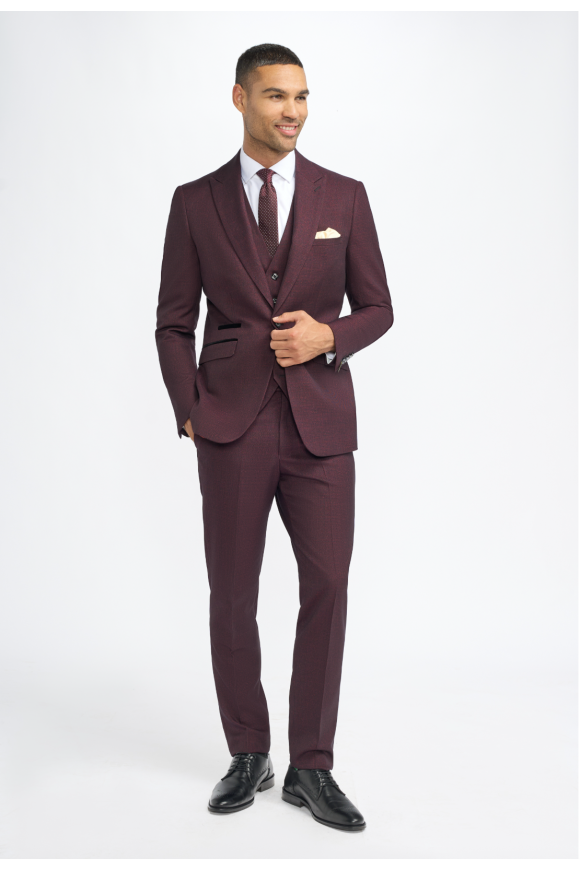 Cavani Caridi Wine Check Three Piece Suit