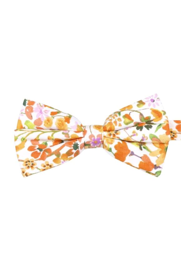 Children's peach floral flower cotton bowtie