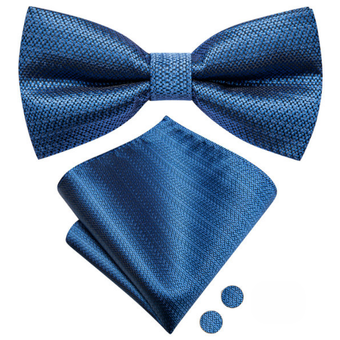 Petrol Blue Bow Tie, Cufflink And Handkerchief Set