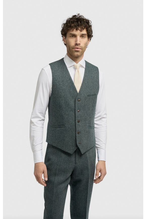 Cavani Thomas Lush Olive Tweed Three Piece Suit