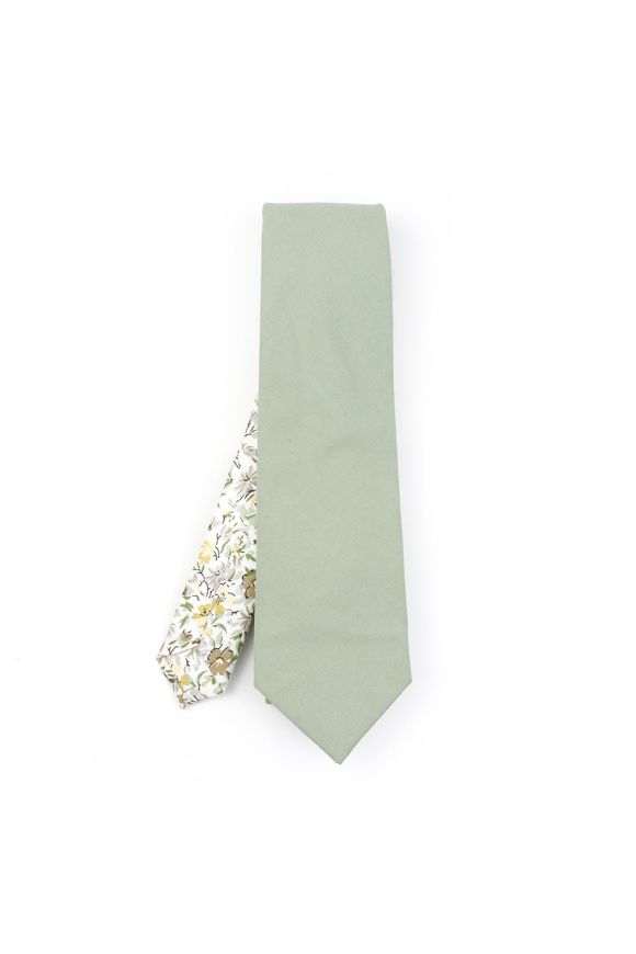 Two Tone Sage Green floral cotton tie