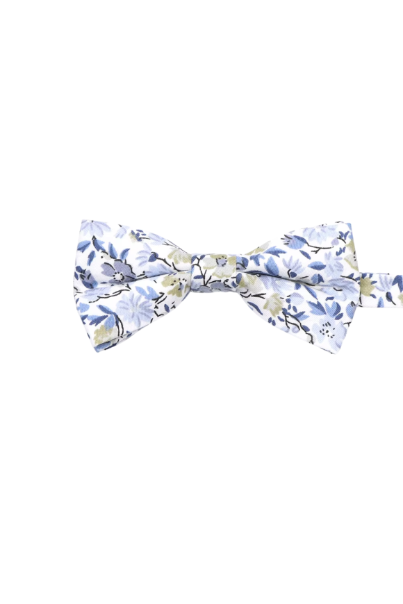 Children's Blue floral flower cotton classic bow tie