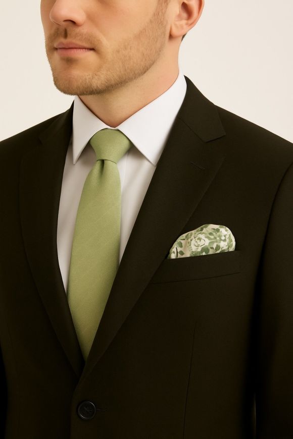 Two Tone Olive floral cotton Pocket square