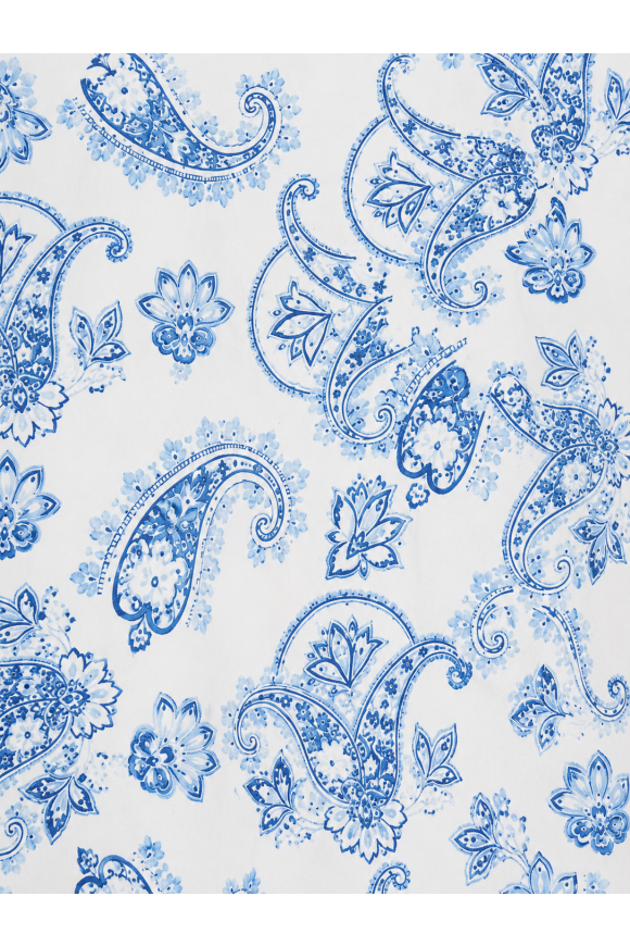 Sky Blue Paisley Floral Print Men's 100% Cotton Shirt