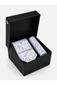 Blue Floral Tie, Pocket Square & Silver Tie Clip Gift Set