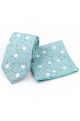 Blue & Pink floral cotton classic mens tie & pocket square set