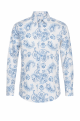 Sky Blue Paisley Floral Print Men's 100% Cotton Shirt