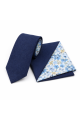 Two Tone Pastel Navy Floral cotton tie & pocket square set