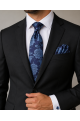 Mens Navy Floral Tie Pocket Square and Cufflink Set
