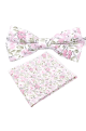 Soft Pink floral cotton classic mens bow tie & pocket square set