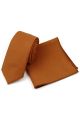 Plain Rust 100% Cotton classic mens tie & pocket square set