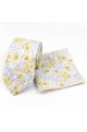 Blue & Yellow floral cotton classic mens tie & pocket square set
