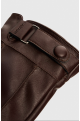 Mens Vegan Leather Brown Gloves