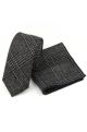 Mens Grey Check Wool Tweed Tie & Pocket square set