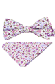 Purple floral cotton classic mens bow tie & pocket square set