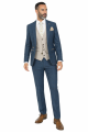 Marc Darcy Dion Blue Tweed Suit with Contrast Stone Waistcoat