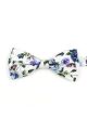 Blue floral cotton classic mens bow tie & pocket square set