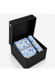 Blue Floral Tie, Pocket Square & Silver Tie Clip Gift Set
