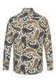 Navy & Orange Paisley Print Long Sleeve 100% Cotton Shirt
