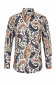 Navy & Orange Paisley Print Long Sleeve 100% Cotton Shirt