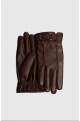 Mens Vegan Leather Brown Gloves