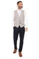 Stone Suit with Contrast Navy Trousers