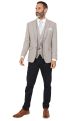 Stone Suit with Contrast Navy Trousers