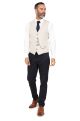 Stone Beige Check Suit with Contras Navy Trousers