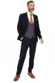 Jenson Samuel Alnwick Navy Three Piece Suit With Contrast Check Waistcoat