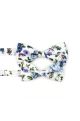 Blue floral flower cotton mens bow tie