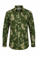 Olive Green Paisley Floral Long Sleeve Men's Shirt