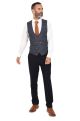 Jenson Samuel Alnwick Navy Three Piece Suit With Contrast Check Waistcoat