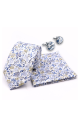 Dusky Blue floral cotton classic mens tie, cufflink & pocket square set