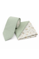 Two Tone Sage Green floral cotton tie & Pocket square set