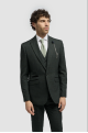 Cavani Caridi Olive Check Three Piece Suit