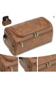 Large Brown Toiletry Wash Bag with Handle