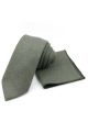 Mens Wool Tweed Olive Tie & Pocket square set