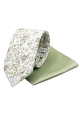 Green floral contrast mens tie & pocket square set