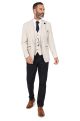 Stone Beige Check Suit with Contras Navy Trousers