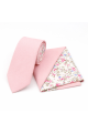 Two Tone Pastel Pink  & Fuchsia floral cotton tie & Pocket square set