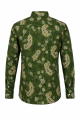 Olive Green Paisley Floral Long Sleeve Men's Shirt