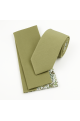 Two Tone Olive floral cotton tie & Pocket square set